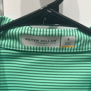 Peter Millar Mint and Black Striped Polo